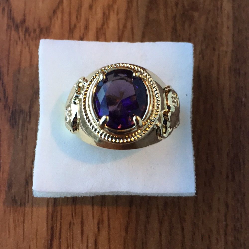 18K Gold filled 4CT Purple amethyst size 8 RING